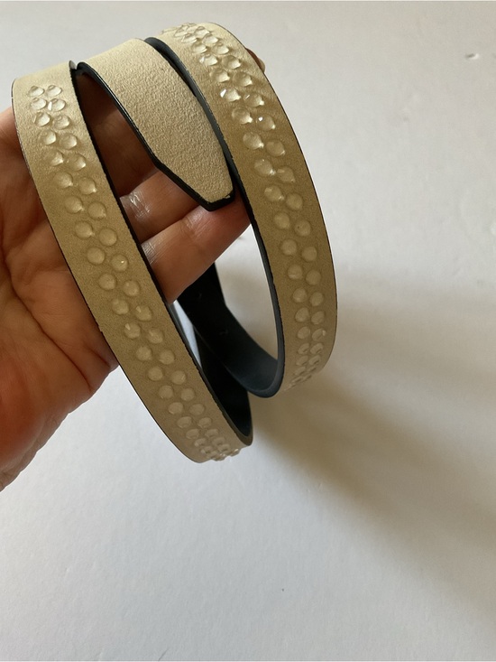 KURT GEIGER LONDON WOMENS BELT CLEAR STUDDED ON BONE FAUX LEATHER M/L NWT main image 4